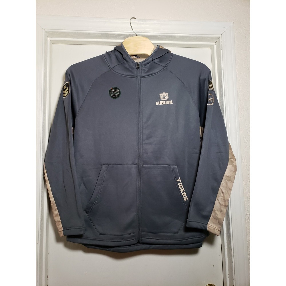 Men's Auburn University Tigers Military Appreciation Full Zip‎ Hoodie XL Gray